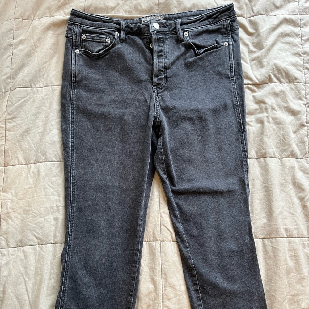 Free People Dark Wash Straight Leg Jean